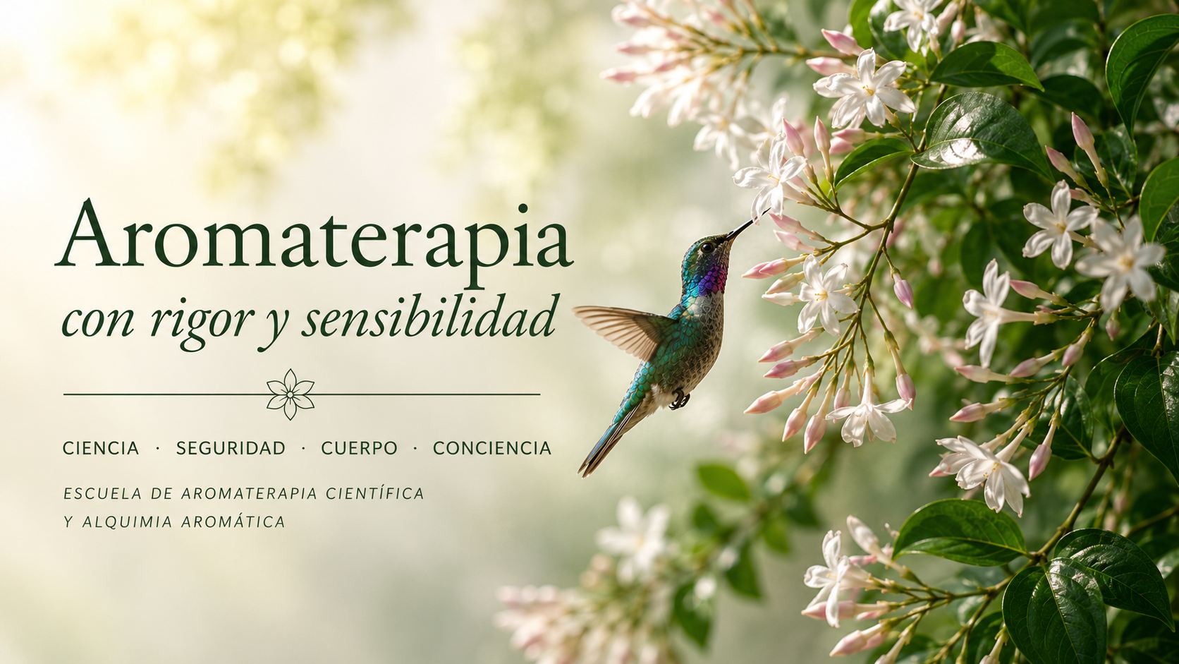 Jazmín en flor con un colibrí: Aromaterapia con rigor y sensibilidad